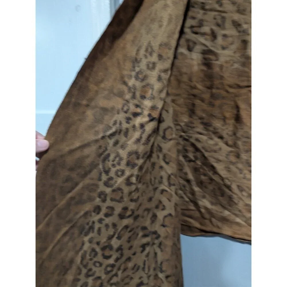 Tashia Pashmina London Women's Leopard Print Shawl Scarf Cashmere Silk Fringe